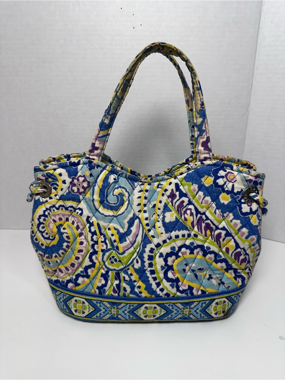 Vera Bradley Quilted Paisley Tote Bag in Blue, Yellow & Purple